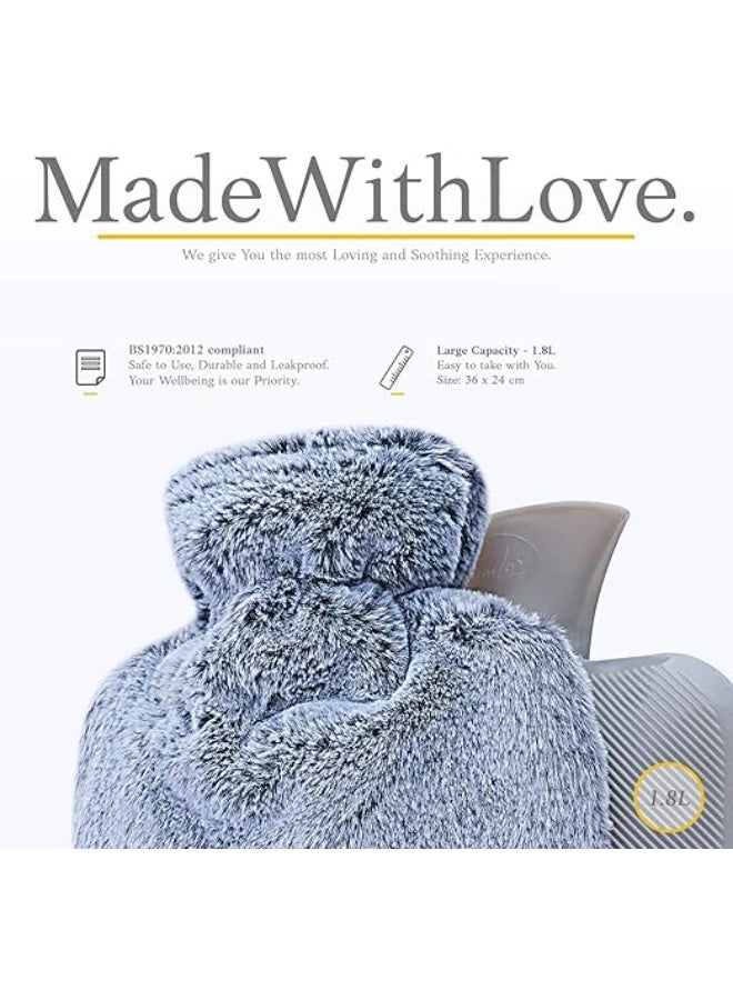 قربة ماء ساخن فاخرة مع غطاء فرو ناعم - حقيبة حرارية بسعة كبيرة لتخفيف الآلام، راحة العضلات، والاسترخاء الدافئ - Image 3